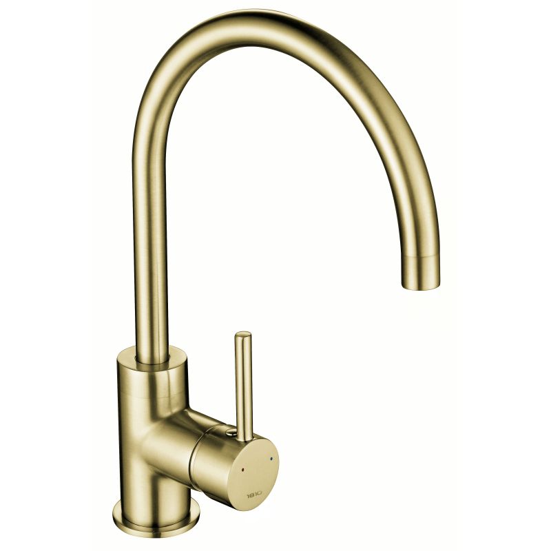 Courbe Curved Spout Kitchen Tap - Brushed Gold Brass